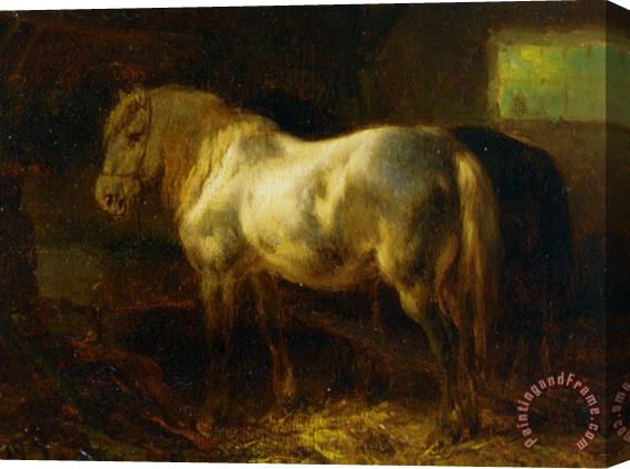 Wouter Verschuur Feeding The Horses in a Stable Stretched Canvas Painting / Canvas Art