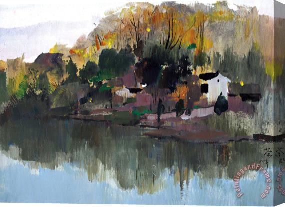 Wu Guanzhong A Riverbank, 1980 Stretched Canvas Painting / Canvas Art