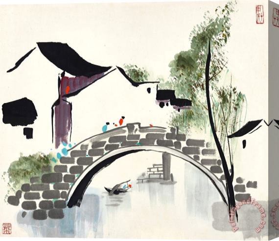 Wu Guanzhong A Stone Bridge in Jiangnan 水鄉石橋, 1985 Stretched Canvas Painting / Canvas Art
