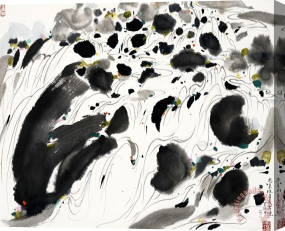 Wu Guanzhong An Old Man's Envy of a Rushing Stream Stretched Canvas Print / Canvas Art