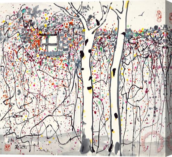 Wu Guanzhong Autumnal Vine on Wall, 1993 Stretched Canvas Print / Canvas Art