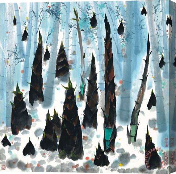 Wu Guanzhong Bamboo Shoots in Spring Stretched Canvas Print / Canvas Art