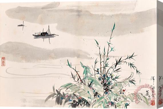 Wu Guanzhong Boating in Spring Stretched Canvas Print / Canvas Art