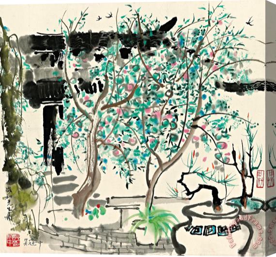 Wu Guanzhong Chinese Courtyard Stretched Canvas Print / Canvas Art