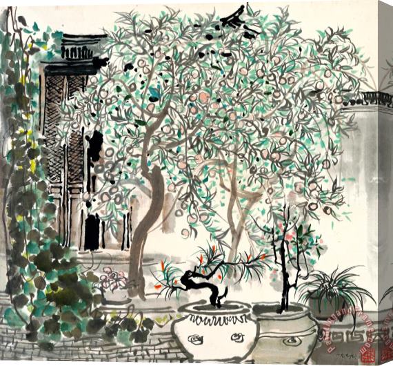 Wu Guanzhong Courtyard in Lijiang, 1979 Stretched Canvas Print / Canvas Art