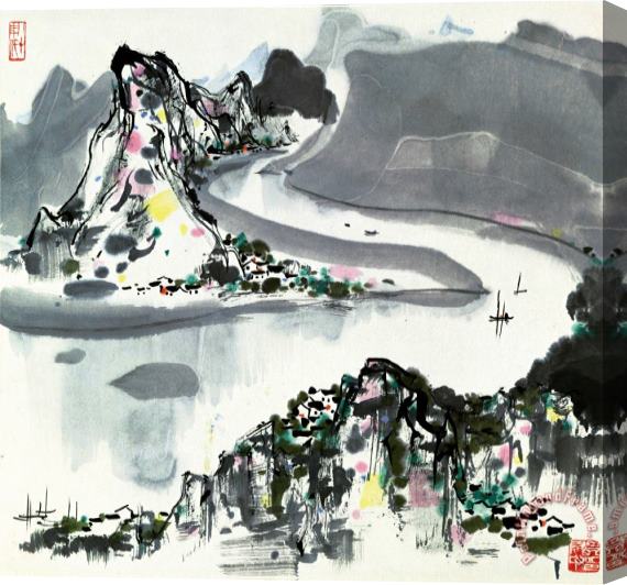Wu Guanzhong Lijiang River Stretched Canvas Print / Canvas Art