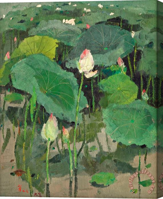 Wu Guanzhong Lotus Flowers Stretched Canvas Print / Canvas Art