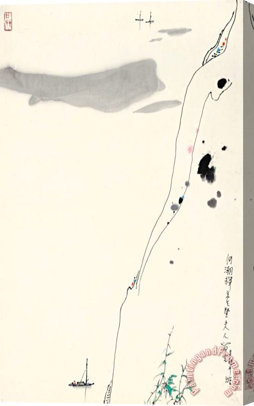 Wu Guanzhong Mountains by The Shore Stretched Canvas Print / Canvas Art Wu Guanzhong Mountains by The Shore Stretched Canvas Print / Canvas Art