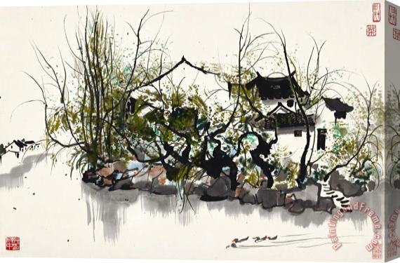 Wu Guanzhong Residences by The River 春江水暖鴨先知 Stretched Canvas Print / Canvas Art