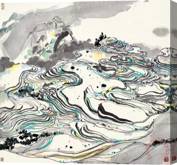 Wu Guanzhong Rice Paddies, 1982 Stretched Canvas Print / Canvas Art