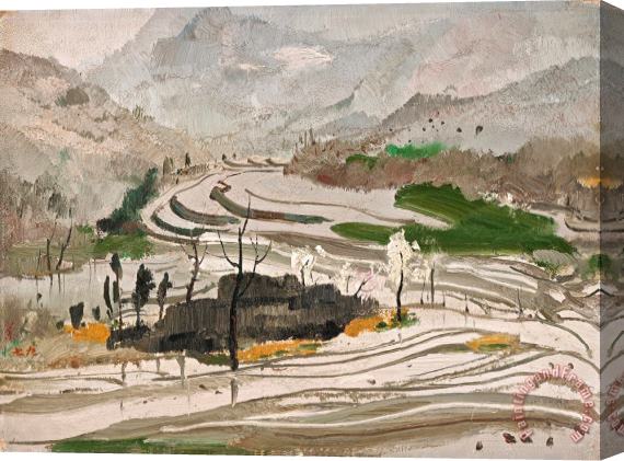 Wu Guanzhong Rice Paddies of Central Sichuan, 1979 Stretched Canvas Print / Canvas Art