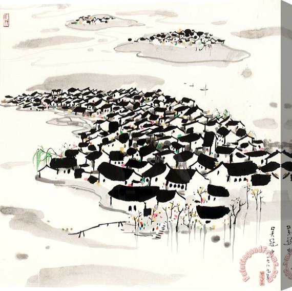 Wu Guanzhong River Town, 1989 Stretched Canvas Print / Canvas Art