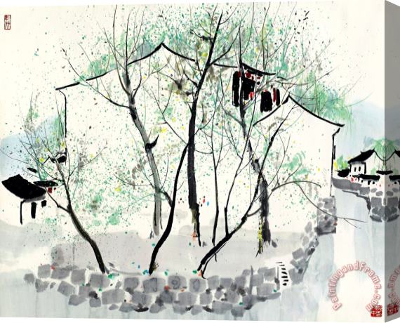 Wu Guanzhong River Town in Jiangnan Stretched Canvas Print / Canvas Art