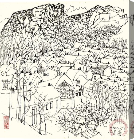 Wu Guanzhong Rural Village in Shidao, 1976 Stretched Canvas Painting / Canvas Art