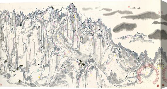Wu Guanzhong Sunrise in Lofty Mountains Stretched Canvas Print / Canvas Art
