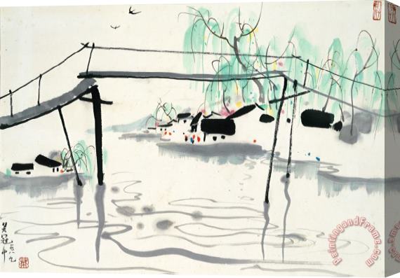 Wu Guanzhong The Bridge, 1989 Stretched Canvas Painting / Canvas Art