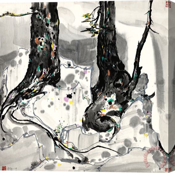 Wu Guanzhong Tree Roots Stretched Canvas Print / Canvas Art