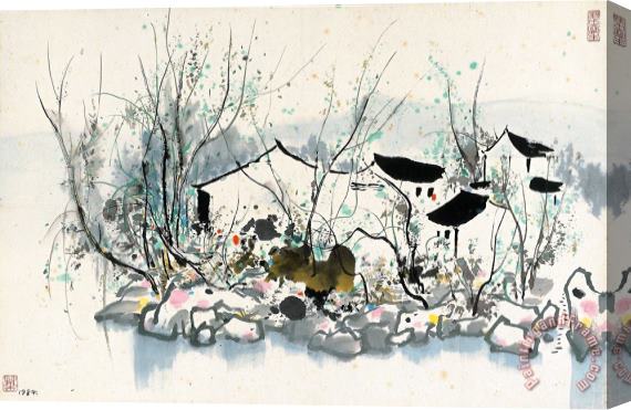 Wu Guanzhong Village by The River, 1984 Stretched Canvas Print / Canvas Art