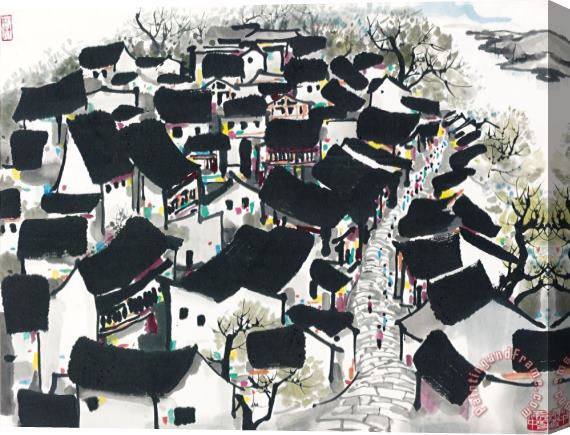 Wu Guanzhong Village by The Riverside Stretched Canvas Painting / Canvas Art