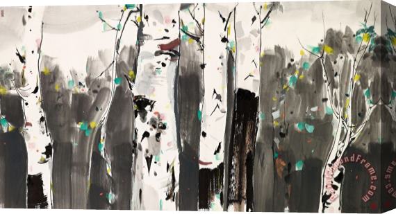 Wu Guanzhong White Birch, 1988 Stretched Canvas Painting / Canvas Art