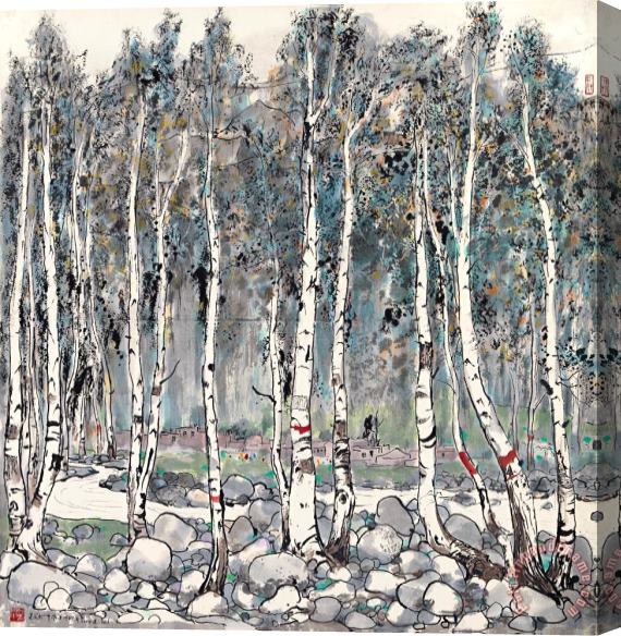 Wu Guanzhong White Birch Forest in Xinjiang, 1981 Stretched Canvas Print / Canvas Art
